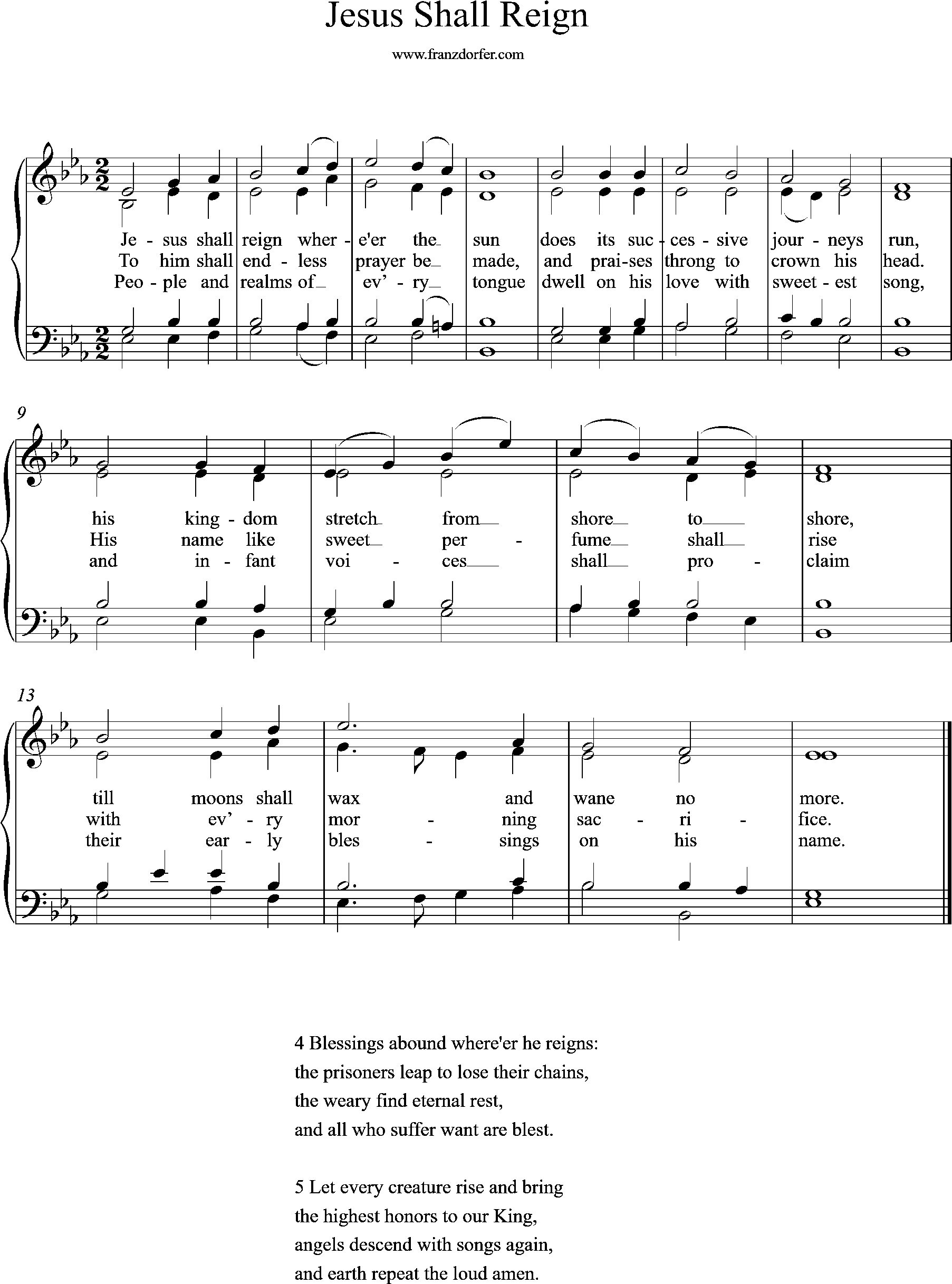 choir-, organ-, sheetmusic, Eb-Major, Jesus shall Reign